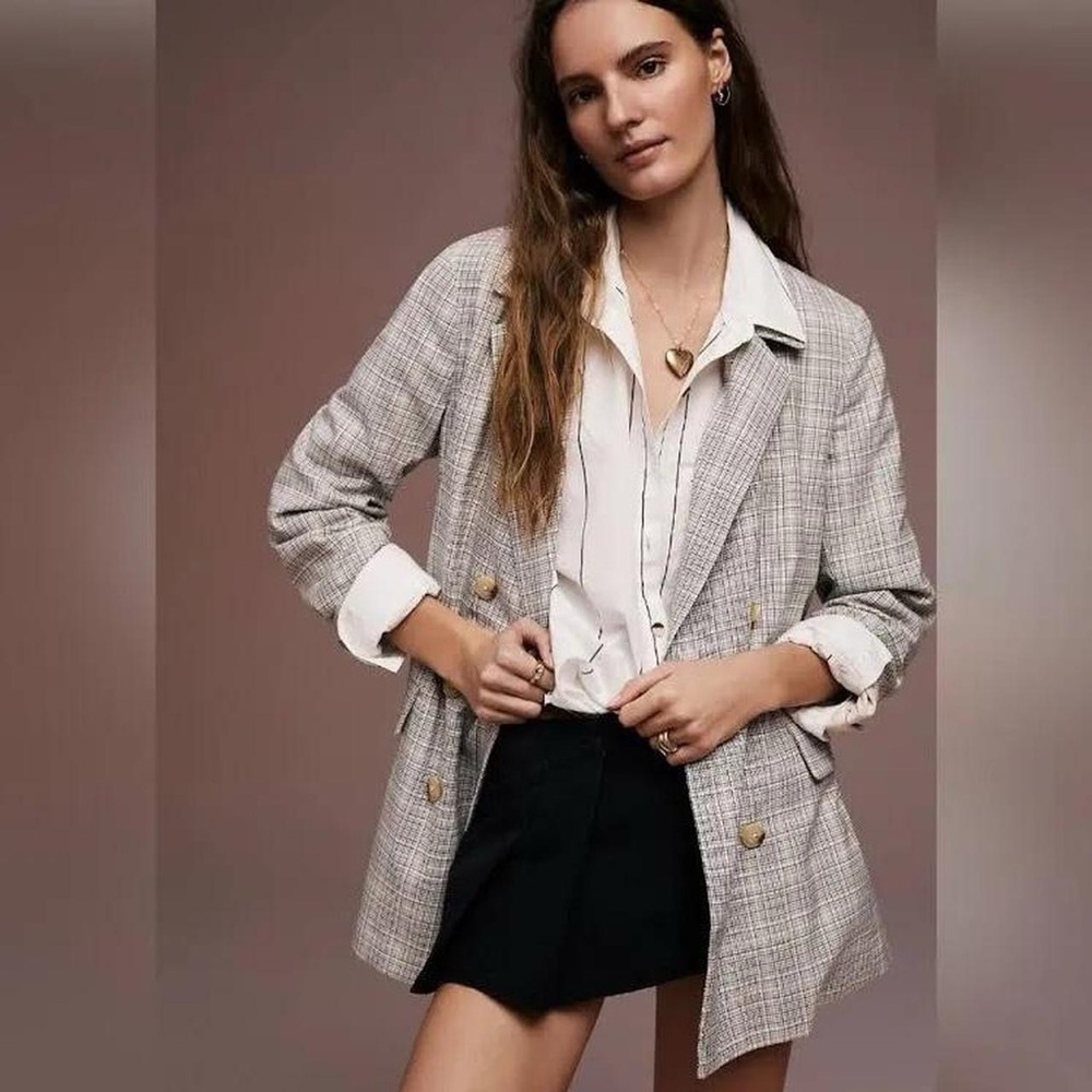 Women's Gray Plaid Blazer